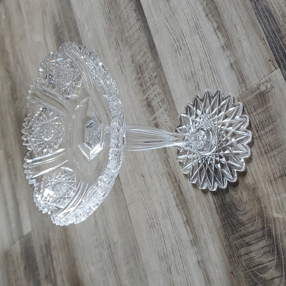 Gorgeous Cut Crystal Tall Pedestal Candy Dish